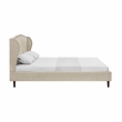 Posh Living Adelyne Linen & Brown Platform Bed Queen Size in Brown/Beige