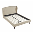 Posh Living Adelyne Linen & Brown Platform Bed Queen Size in Brown/Beige