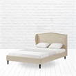 Posh Living Adelyne Linen & Brown Platform Bed Queen Size in Brown/Beige