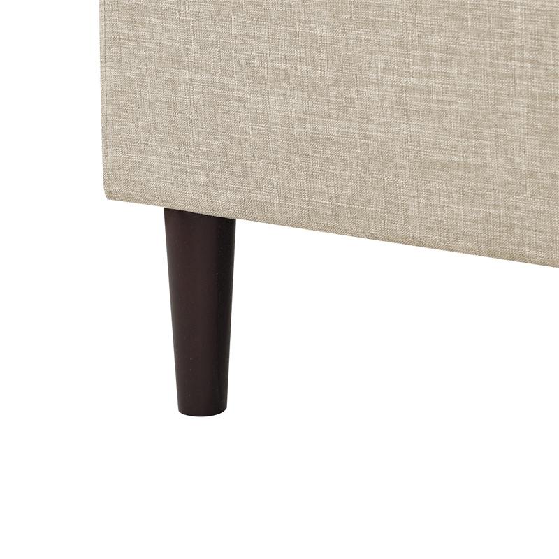 Posh Living Adelyne Linen & Brown Platform Bed Queen Size in Brown/Beige