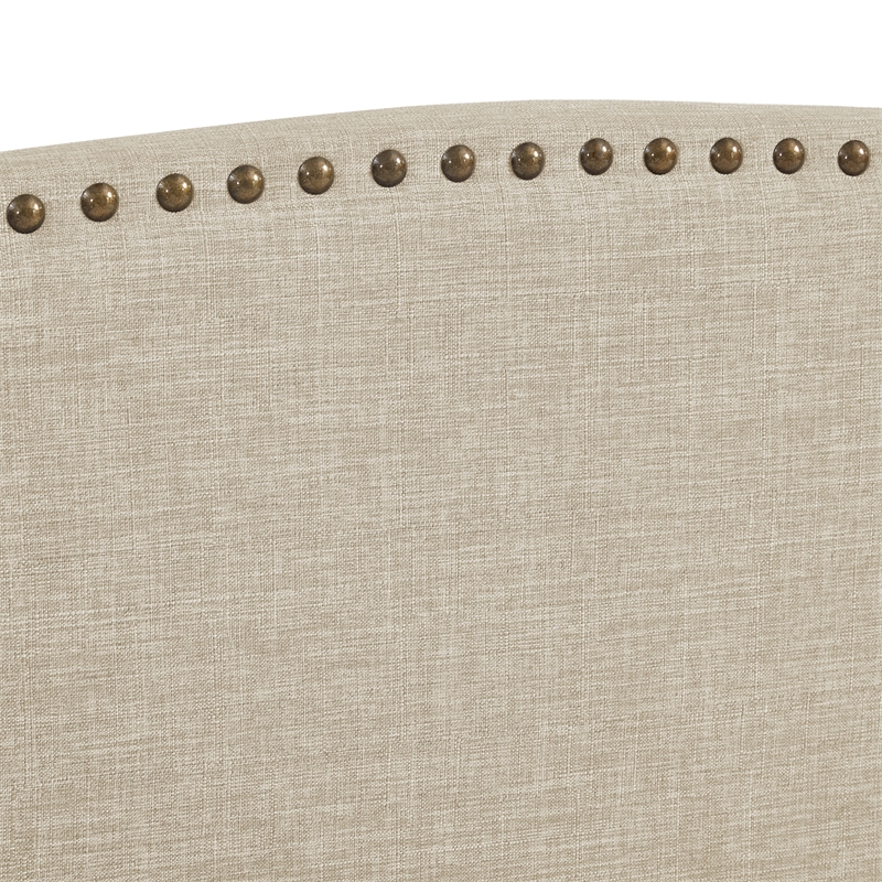 Posh Living Adelyne Linen & Brown Platform Bed Queen Size in Brown/Beige