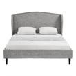 Posh Living Adelyne Linen & Solid Wood Platform Bed Queen Size in Gray