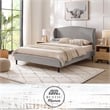 Posh Living Adelyne Linen & Solid Wood Platform Bed Queen Size in Gray