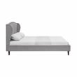 Posh Living Adelyne Linen & Solid Wood Platform Bed Queen Size in Gray