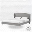 Posh Living Adelyne Linen & Solid Wood Platform Bed Queen Size in Gray