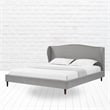 Posh Living Adelyne Linen & Solid Wood Platform Bed Queen Size in Gray