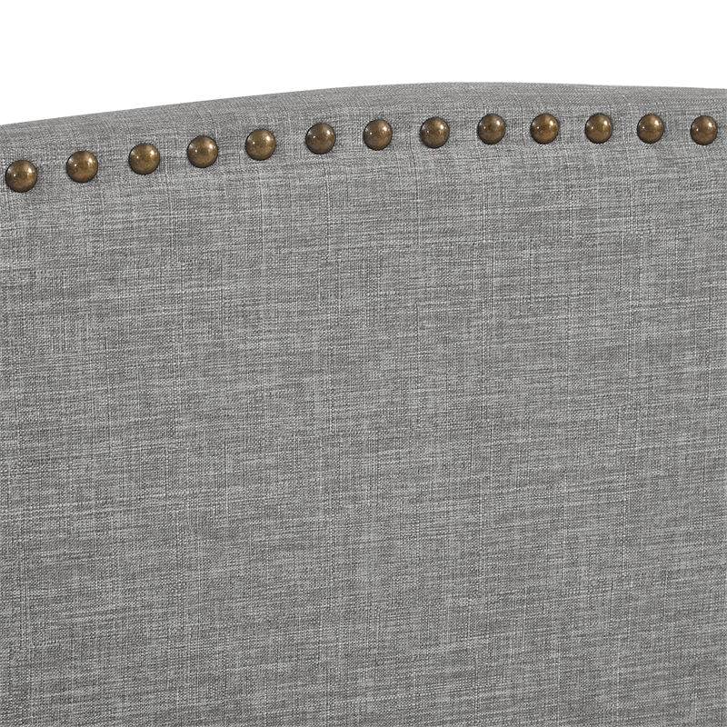 Posh Living Adelyne Linen & Solid Wood Platform Bed Queen Size in Gray