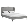 Posh Living Adelyne Linen & Solid Wood Platform Bed Queen Size in Gray