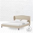 Posh Living Adelyne Linen & Solid Wood Platform Bed King Size in Brown/Beige