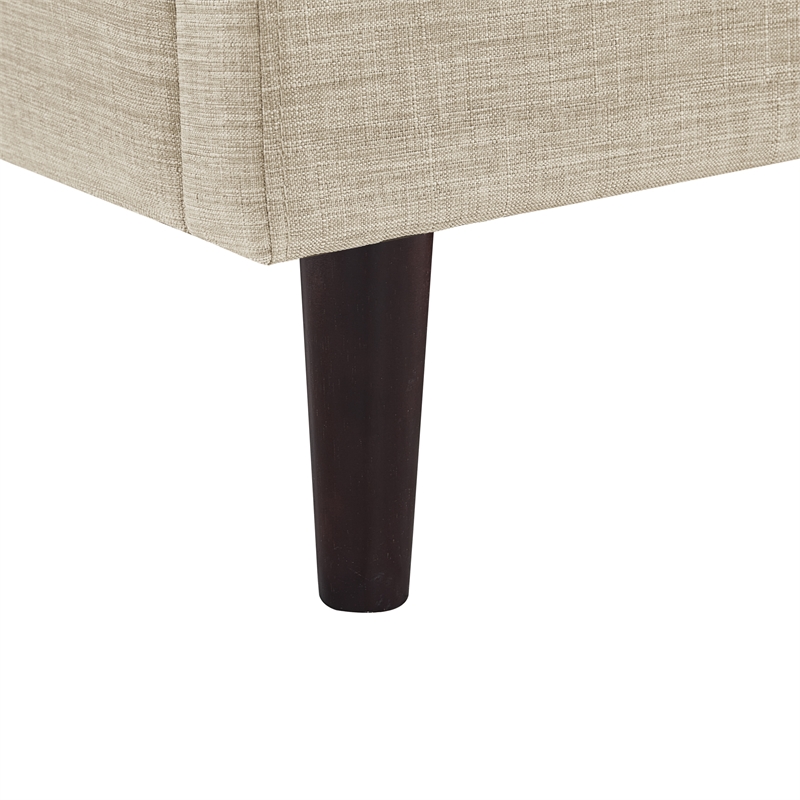 Posh Living Adelyne Linen & Solid Wood Platform Bed King Size in Brown/Beige