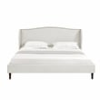 Posh Living Adelyne Linen & Solid Wood Platform Bed King Size in Cream White