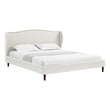 Posh Living Adelyne Linen & Solid Wood Platform Bed King Size in Cream White