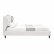 Posh Living Adelyne Linen & Solid Wood Platform Bed King Size in Cream White