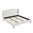 Posh Living Adelyne Linen & Solid Wood Platform Bed King Size in Cream White