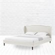 Posh Living Adelyne Linen & Solid Wood Platform Bed King Size in Cream White
