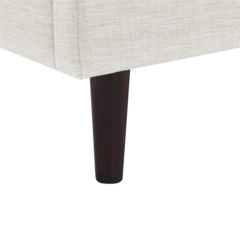 Posh Living Adelyne Linen & Solid Wood Platform Bed King Size in Cream White