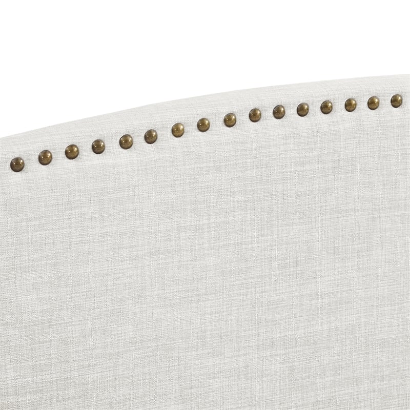 Posh Living Adelyne Linen & Solid Wood Platform Bed King Size in Cream White