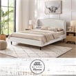 Posh Living Adelyne Linen & Solid Wood Platform Bed King Size in Cream White