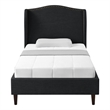 Posh Living Adelyne Linen & Solid Wood Platform Bed Full Size in Gary/Charcoal