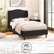 Posh Living Adelyne Linen & Solid Wood Platform Bed Full Size in Gary/Charcoal