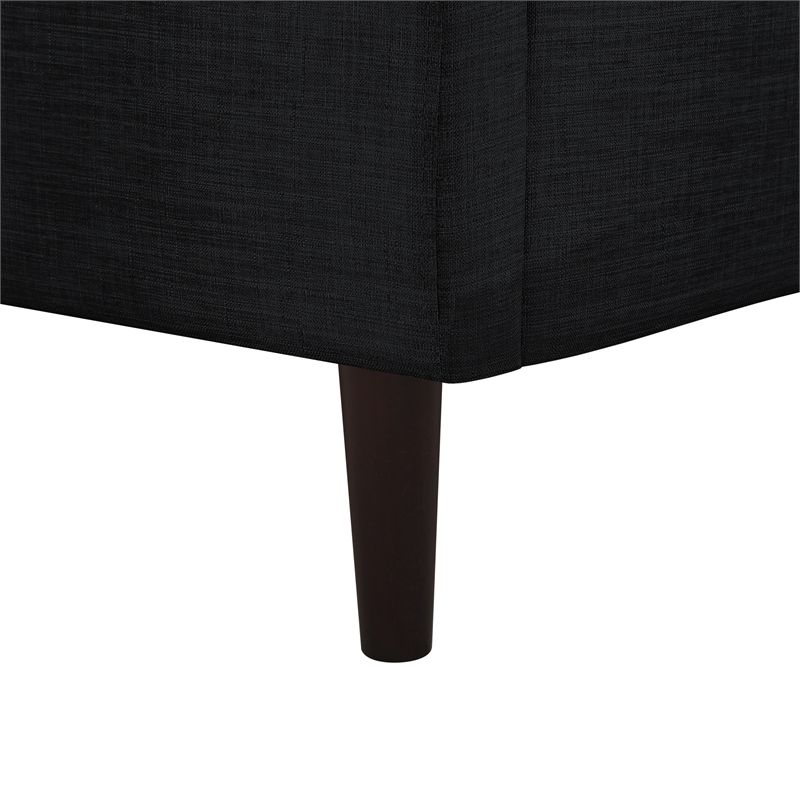 Posh Living Adelyne Linen & Solid Wood Platform Bed Full Size in Gary/Charcoal