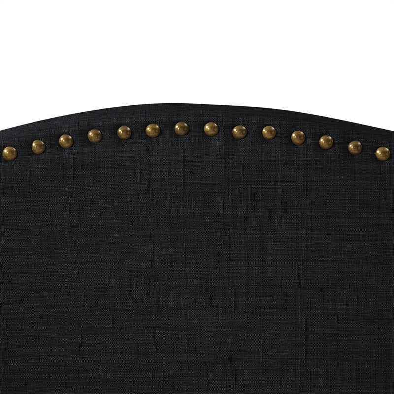 Posh Living Adelyne Linen & Solid Wood Platform Bed Full Size in Gary/Charcoal