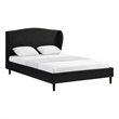 Posh Living Adelyne Linen & Solid Wood Platform Bed Queen Size in Gray/Charcoal