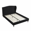 Posh Living Adelyne Linen & Solid Wood Platform Bed Queen Size in Gray/Charcoal
