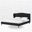 Posh Living Adelyne Linen & Solid Wood Platform Bed Queen Size in Gray/Charcoal
