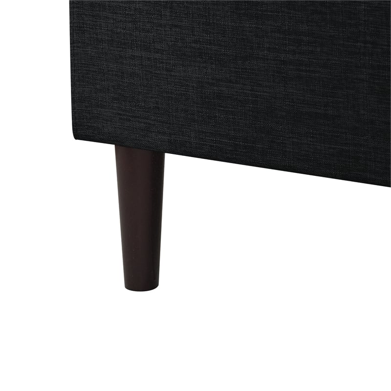 Posh Living Adelyne Linen & Solid Wood Platform Bed Queen Size in Gray/Charcoal