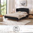 Posh Living Adelyne Linen & Solid Wood Platform Bed Queen Size in Gray/Charcoal