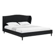 Posh Living Adelyne Linen & Solid Wood Platform Bed King Size in Gray/Charcoal