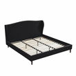 Posh Living Adelyne Linen & Solid Wood Platform Bed King Size in Gray/Charcoal