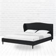 Posh Living Adelyne Linen & Solid Wood Platform Bed King Size in Gray/Charcoal