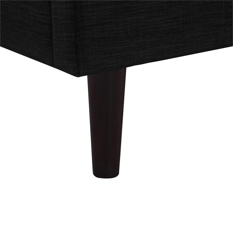 Posh Living Adelyne Linen & Solid Wood Platform Bed King Size in Gray/Charcoal