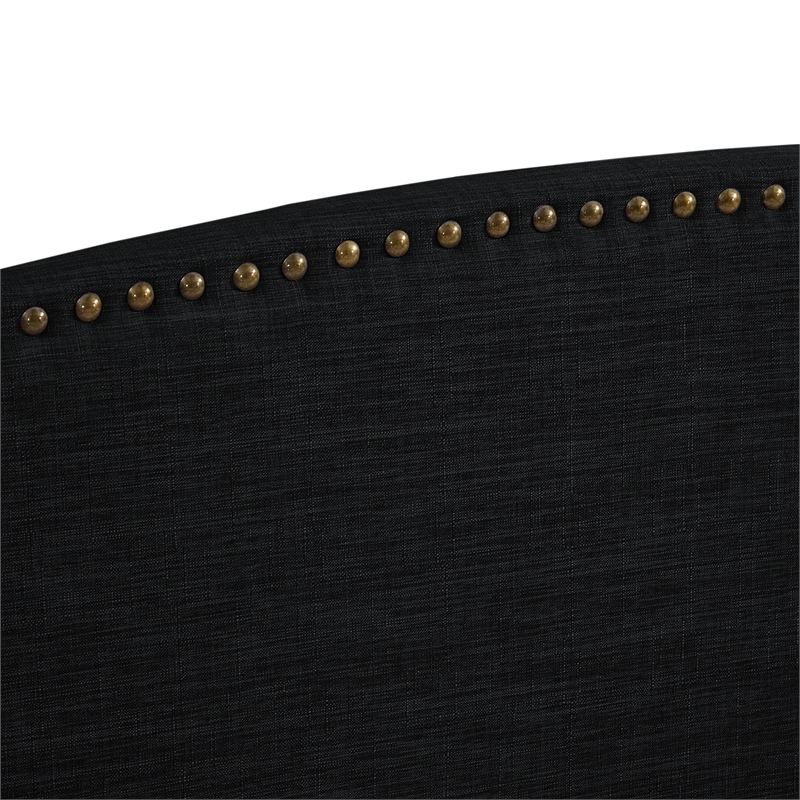 Posh Living Adelyne Linen & Solid Wood Platform Bed King Size in Gray/Charcoal