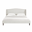 Posh Living Adelyne Linen & Solid Wood Platform Bed Queen Size in Cream White