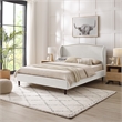 Posh Living Adelyne Linen & Solid Wood Platform Bed Queen Size in Cream White