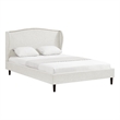 Posh Living Adelyne Linen & Solid Wood Platform Bed Queen Size in Cream White