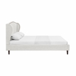 Posh Living Adelyne Linen & Solid Wood Platform Bed Queen Size in Cream White