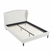 Posh Living Adelyne Linen & Solid Wood Platform Bed Queen Size in Cream White