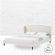Posh Living Adelyne Linen & Solid Wood Platform Bed Queen Size in Cream White