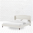 Posh Living Adelyne Linen & Solid Wood Platform Bed Queen Size in Cream White