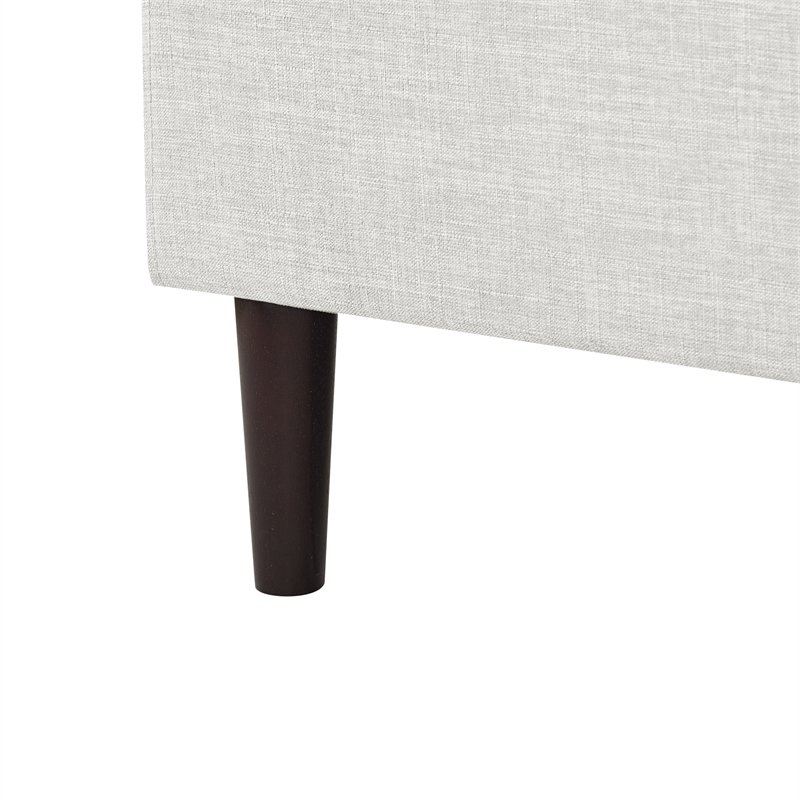 Posh Living Adelyne Linen & Solid Wood Platform Bed Queen Size in Cream White