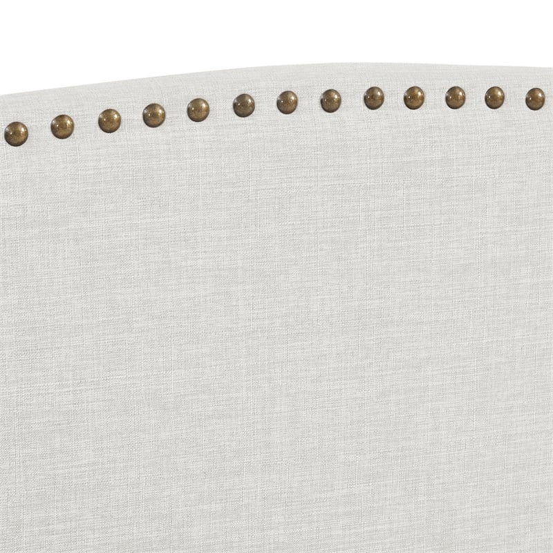Posh Living Adelyne Linen & Solid Wood Platform Bed Queen Size in Cream White