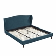 Posh Living Adelyne Linen & Solid Wood Platform Bed King Size in Navy Blue