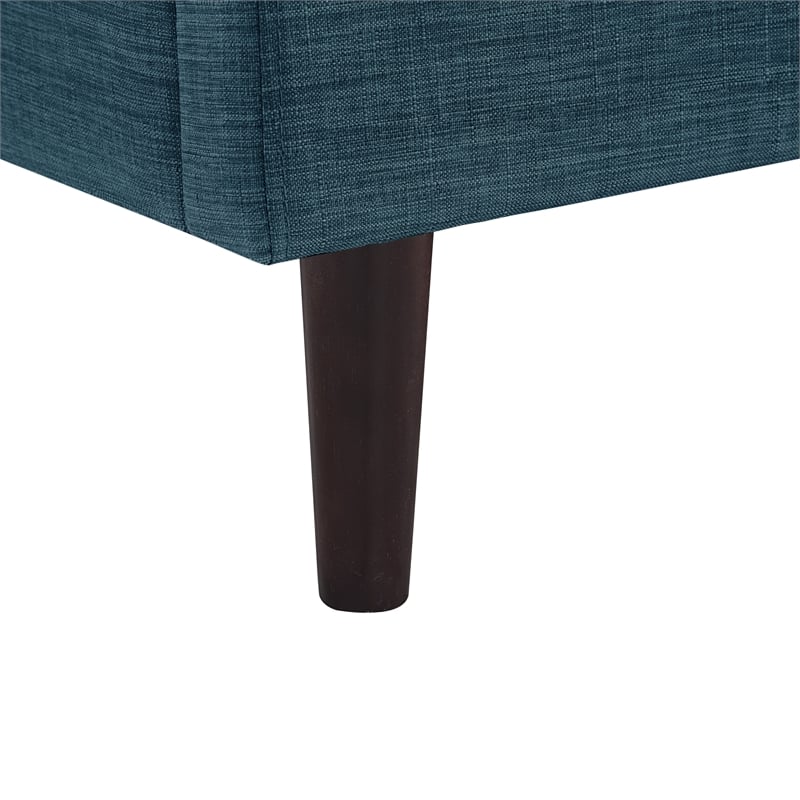 Posh Living Adelyne Linen & Solid Wood Platform Bed King Size in Navy Blue