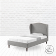 Posh Living Adelyne Linen & Solid Wood Platform Bed Twin XL Size in Gray