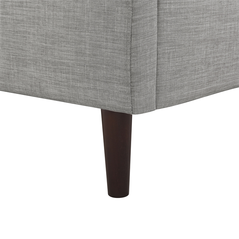 Posh Living Adelyne Linen & Solid Wood Platform Bed Twin XL Size in Gray
