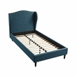Posh Living Adelyne Linen & Solid Wood Platform Bed Twin XL Size in Navy Blue